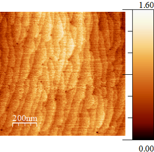 Image topographique AFM de la surface d’une couche semi-conductrice AlN 